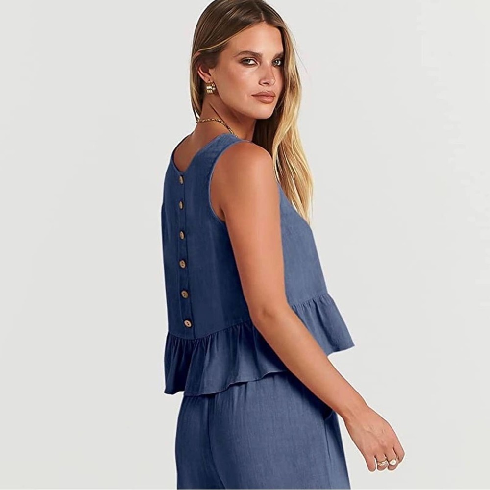 Anrabess Cropped Button Back Tank - S